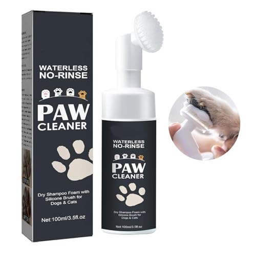 Pemarlis 100ml Haustierpfoten-Reiniger, Pfotenreiniger für Hunde, Haustierpfoten-Reinigungsschaum, Hundepfotenreiniger mit Silikonbürste, Für die Reinigung von Hunde- und Katzenpfoten von Pemarlis