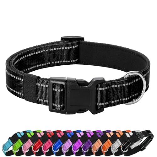 PenSeepet Reflektierendes Hundehalsband, gepolstert mit weichem Neopren, atmungsaktiv, Schnellverschluss, Basic Hundehalsbänder für Welpen, kleine Hunde, Mädchen, Jungen, Schwarz von PenSeepet