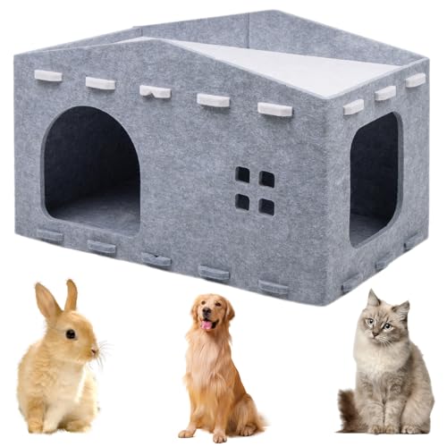 Katzenhaus aus Filz Katzenhöhle Katzenbett für Katzen - Katzenbett große, Katzenhaus Indoor, Katzenhöhle Filz - Winterfest und Wärmeisolierend, Schutz der Katzennägel - 52T x 32B x 31H cm von Penbinmall