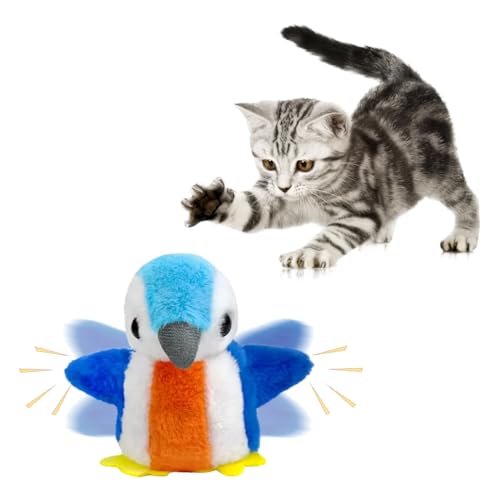 Katzenspielzeug, Interaktives Elektrisches Spielzeug Vogel - Interaktives Flügelschlagen Vogel Quietsche Katzenminze Spielzeug für Katzen, USB C Aufladbares Katzen Spielzeug, Flapping Bird Cat Toy von Penbinmall