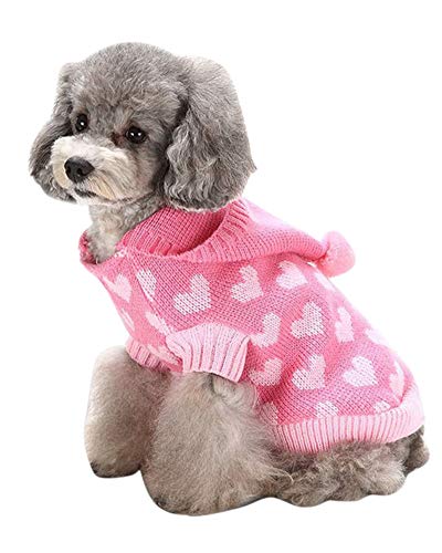 Hunde Hoodie Kapuzenpullover Soft Bequem Sweatshirt Katze Hund Pullover Haustier Mantel Hund Jumper Weihnachten Pink 3 M von PengGengA