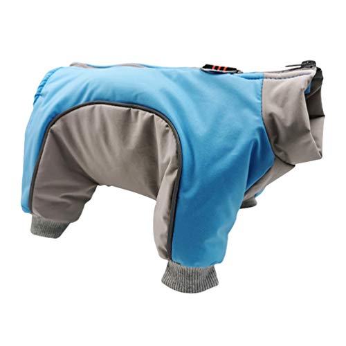 PengGengA Haustier Hund Kleidung 2-lagige mit Fleece Gefütterte Hundejacke Winddicht Hundemantel Reißverschluss 4-beinige Hunde Overall Jacken (Blau, 2XL) von PengGengA