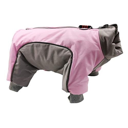 PengGengA Haustier Hund Kleidung 2-lagige mit Fleece Gefütterte Hundejacke Winddicht Hundemantel Reißverschluss 4-beinige Hunde Overall Jacken (Rosa, 2XL) von PengGengA