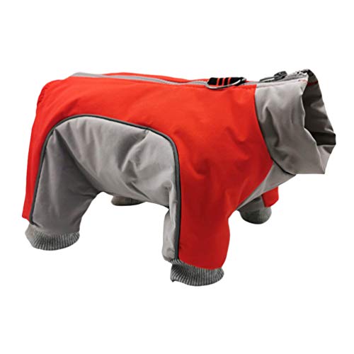 PengGengA Haustier Hund Kleidung 2-lagige mit Fleece Gefütterte Hundejacke Winddicht Hundemantel Reißverschluss 4-beinige Hunde Overall Jacken (Rot, 2XL) von PengGengA