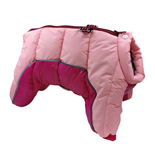 PengGengA Haustier Hund Winter Warme Winterweste Jacken 4-beinige Hunde Overall Winddicht Hundemantel Hundejacke Hundepullover (Rosa, 2XL) von PengGengA