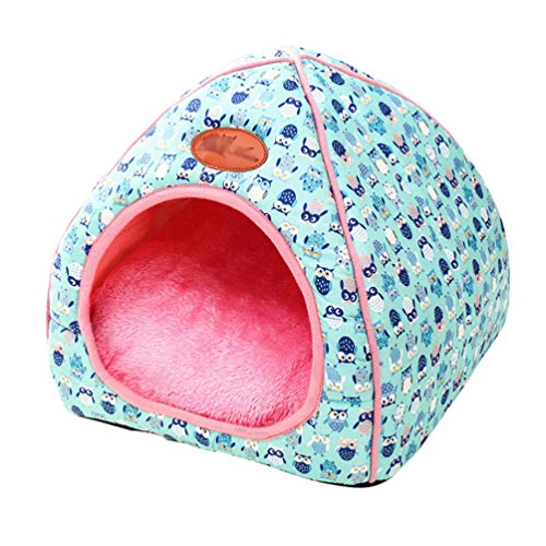 PengGengA Haustier Nest Soft Katzenhöhle Portable Faltbare Hundebett Katzenbett Geeignet für Katzen und Kleine Hunde (Blau, L) von PengGengA