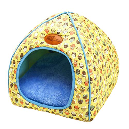 PengGengA Haustier Nest Soft Katzenhöhle Portable Faltbare Hundebett Katzenbett Geeignet für Katzen und Kleine Hunde (Gelb, M) von PengGengA