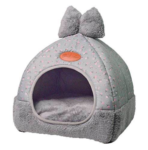 PengGengA Haustier Nest Soft Katzenhöhle Portable Faltbare Hundebett Katzenbett Geeignet für Katzen und Kleine Hunde (Grau#1, L) von PengGengA