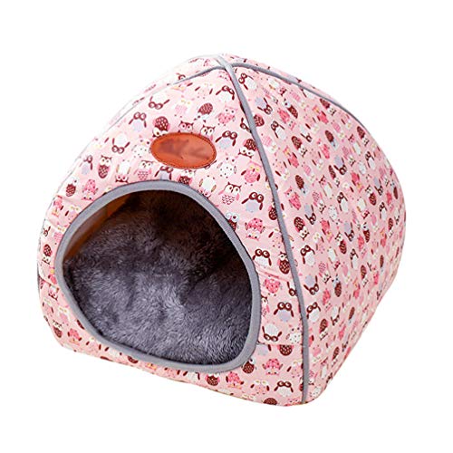 PengGengA Haustier Nest Soft Katzenhöhle Portable Faltbare Hundebett Katzenbett Geeignet für Katzen und Kleine Hunde (Rosa, M) von PengGengA