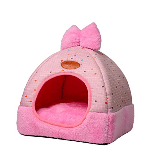 PengGengA Haustier Nest Soft Katzenhöhle Portable Faltbare Hundebett Katzenbett Geeignet für Katzen und Kleine Hunde (Rosa#2, L) von PengGengA