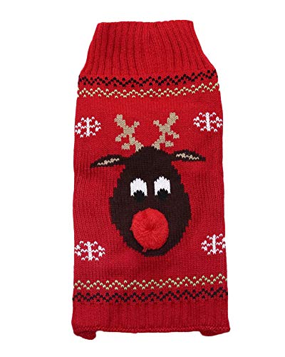 PengGengA Hund Hundepullover Hundepulli Strickpullover Haustier Sweater Kostüme Hunde Stehkragen Jumper Für Kleinen Großen Hund Rot 2XL von PengGengA