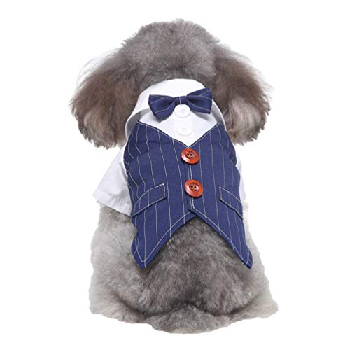 PengGengA Hund Kleidung Haustier Party Stilvolle Anzug Fliege Kostüm, Hochzeit Shirt Formellen Smoking mit Schwarzer Krawatte Anzug Mantel (Stil 10, L) von PengGengA