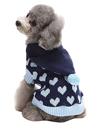 PengGengA Hunde Hoodie Kapuzenpullover Soft Bequem Sweatshirt Katze Hund Pullover Haustier Mantel Hund Jumper Weihnachten Blau 3 M von PengGengA