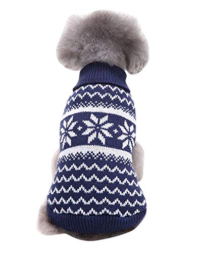 PengGengA Hunde Hoodie Kapuzenpullover Soft Bequem Sweatshirt Katze Hund Pullover Haustier Mantel Hund Jumper Weihnachten Blau 6 L von PengGengA