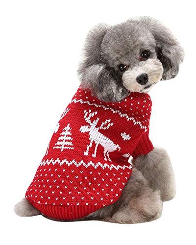 PengGengA Hunde Hoodie Kapuzenpullover Soft Bequem Sweatshirt Katze Hund Pullover Haustier Mantel Hund Jumper Weihnachten Rot 1 S von PengGengA