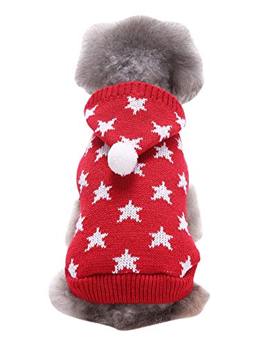 PengGengA Hunde Hoodie Kapuzenpullover Soft Bequem Sweatshirt Katze Hund Pullover Haustier Mantel Hund Jumper Weihnachten Rot 4 S von PengGengA