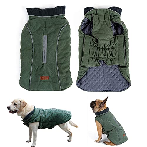 PENIVO 6 Farben Haustier Jacke Hundebekleidung Wasserabweisend Winter Warme Kleidung Weste Reversible Winterjacken Mäntel für Kleine Mittelgroße Hund (XL, Grün) von Penivo