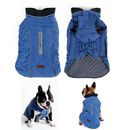 Penivo Winter Hundemantel 6 Farben Haustier Jacke Hundekleidung Wasserabweisend Reflektierend Winter Warm Kleidung Weste Reversible Kleidung für kleine mittlere Hunde (M, Blau) von Penivo