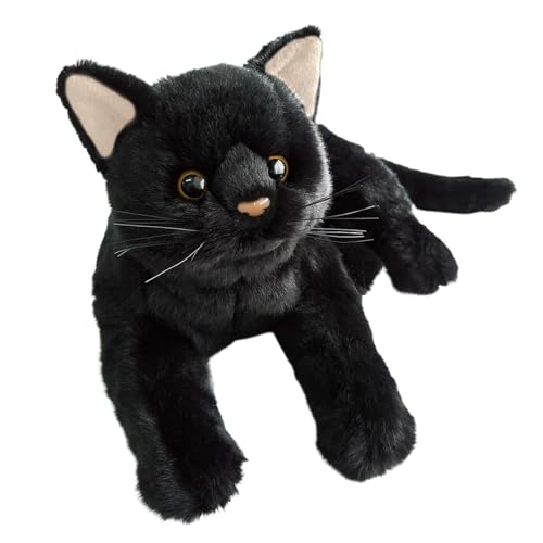 Katzen Plüschtiere, 30,5 cm Realistisches Stofftier Katze Schwarze, Schwarze Katze Plüsch Kuscheltiere, Katzenspielzeug Schlafendes Plüschtier Kätzchen, Umarmungskissen Plüschtier Geschenke für Kinder von Penlimly