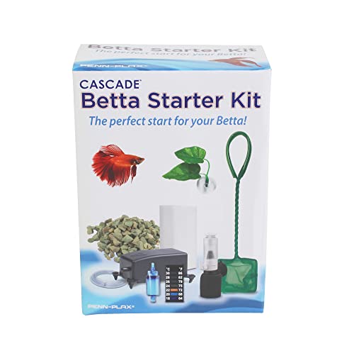 PENN-PLAX Cascade Betta Fish Starter Kit – inklusive Luftpumpe, Luftschlauch, Schwammfilter und Thermometer – Durchflussmenge von 1,2 l/min – 9 Stück von Penn-Plax