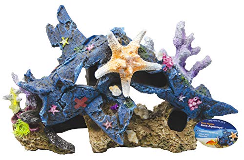 Penn-PLAX Deco-Wrecks Blue Plane Coral Scape Aquarium Dekoration - sicher für Süß- und Salzwasser-Aquarien - groß von Penn-Plax