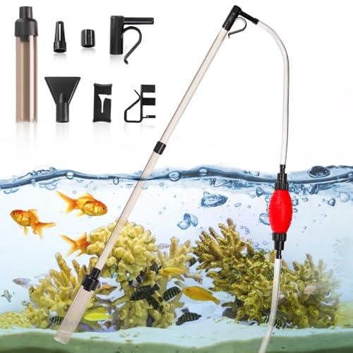 Peohud Aquarium Siphon Staubsauger, Multifunktionaler Fischtankreiniger, Aquarium Kies Reinigungsset für Wasserwechsel, Sandreinigung von Peohud