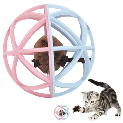 Cat Toy Bälle Interaction Toy Cat Maus Mausspielzeug Plastik Ball Cat Toys Bälle Simulierte Soundkatze Katze Bälle Lustige Quietschmaus Katzenspielzeug zum Spielen, Jagen, Kauen, Trainingsstil 1, Cat von Peosaard