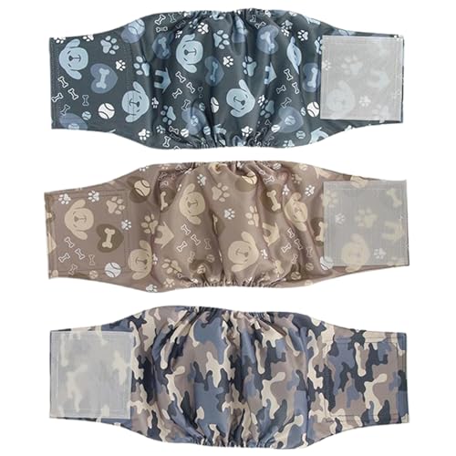 Peosaard Hundebauchbänder, 3pcs Hundetuch, männliche Hunde Wraps, Welpenwindelnhosen, Hundeknowlen Männlich, Hundewindeln, waschbare Hundehose/s von Peosaard