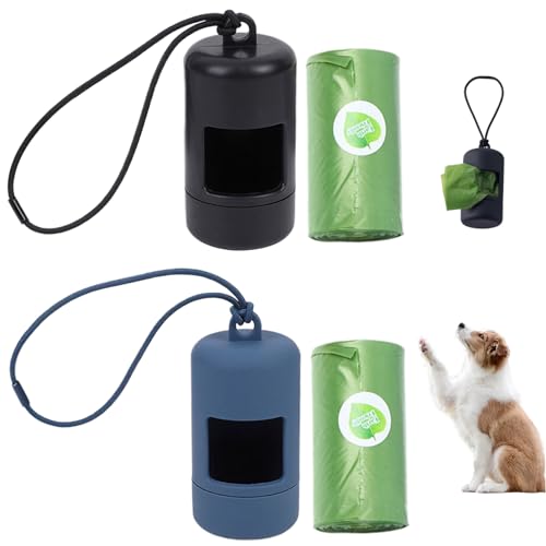 Hundekotbeutelhalter mit Müllsäcken 2pcs 1.6x3.9in ABS Hang Seilkacke -Beutelhalter für Leinen Leichtgewichtig und tragbarer Poop -Beutelhalter Poop -Beutelspender (Dunkelblau und Schwarz), Poop -Beu von Peosaard