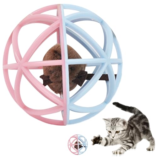 Katzenspielzeugkugeln, interaktive Spielzeugkatze Mausspielzeug, Plastikball -Katzenspielzeugkugeln, simulierte Soundkatze, lustige, quietschende Maus -Katzenspielzeug zum Spielen, Jagen, Kauen, TRAI von Peosaard