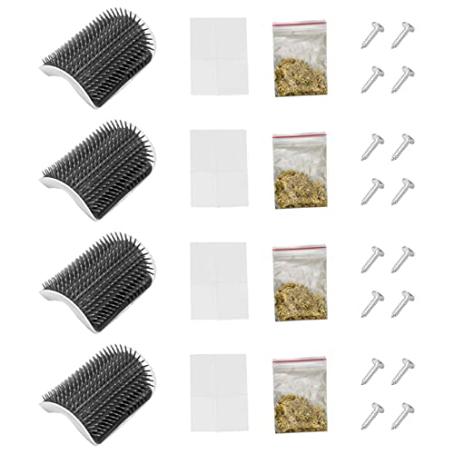 Peosaard Cat Self Groomer Cat Wall Corner Groomer Massage Kamm mit Katzenfischschrauben Pflegepinsel für Kätzchen 4pcs von Peosaard