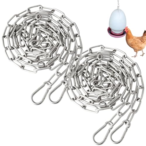 Peosaard Edelstahlkette für Geflügeltrinker -Feeder 2pcs 2m Hängende Kette mit 4 Haken Hochleistungskette für Hühner -Feeder -Vogelfutterhuhn -Huhn -Zubehör -Accessoires 80 kg, Hängekette von Peosaard