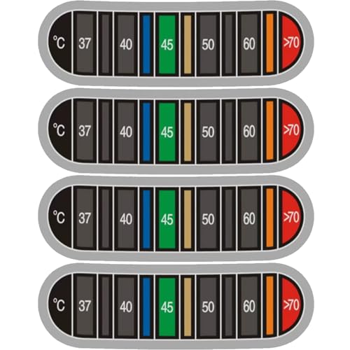 Peosaard Kaffeetasse Thermometer Aufkleber, 4pcs Temperaturstreifen, Farbwechseltemperatur -Etikett für Metallmilchkrüge zeigt ideale Milchkaffeewassertemperatur an von Peosaard