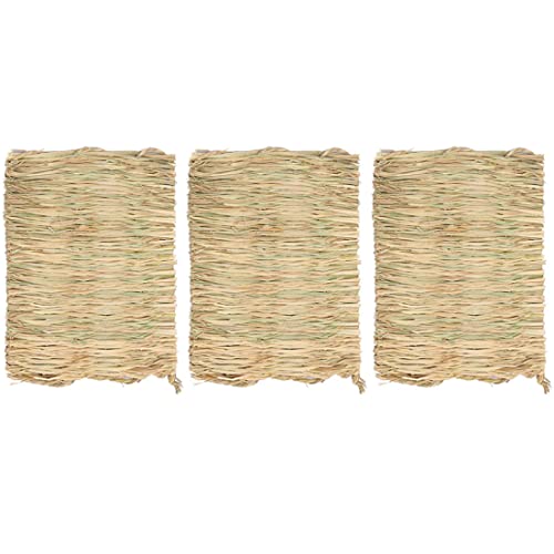 Peosaard Kleine tierische Grasmatte Kaninchen gewebtes Bett Matte Hasen Bettwäsche Nest Hamster Kaut Spielzeug 3pcs von Peosaard