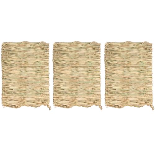 Peosaard Kleine tierische Grasmatte Kaninchen gewebtes Bett Matte Hasen Bettwäsche Nest Hamster Kaut Spielzeug 3pcs von Peosaard