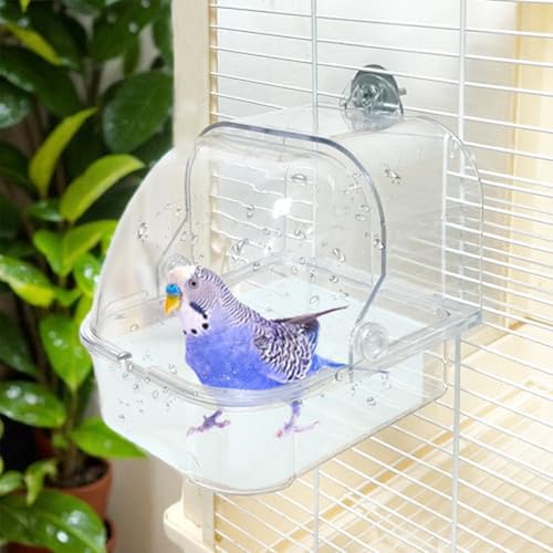 Peosaard Vogelbad Käfig, Vogelbad für Käfig Klar Reinigung Badewanne Vogelkäfigzubehör 3.9x5,5x4.7 Sittich Vogelbad Hängende Vogelbad Käfig mit Schubladendesign für Papageien, Vogelkäfigzubehör von Peosaard