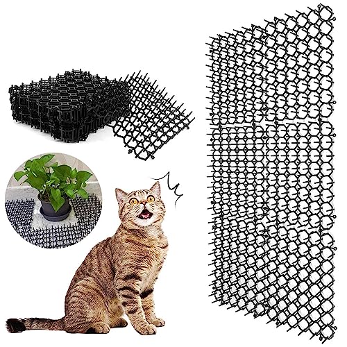 PerGar 12-teilige Katzenabwehrmatte, Katzenkotmatte mit Spikes, Kotmatte für Katzen, Outdoor-Katzenabwehrmatte mit Spikes, Anti-Katzen-Netzwerk-Katzenspikes für den Gartenzaun Im von PerGar