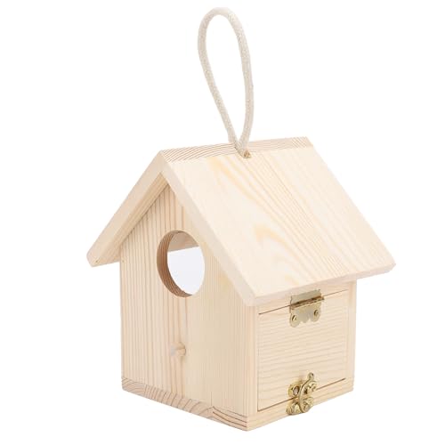 Vogelhaus aus Holz, Vogelhaus für den Außenbereich, Vogelhäuschen aus Holz für den Außenbereich mit Stange, Hängendes Vogelhaus für den Außenbereich, Nistkasten aus Holz mit von PerGar