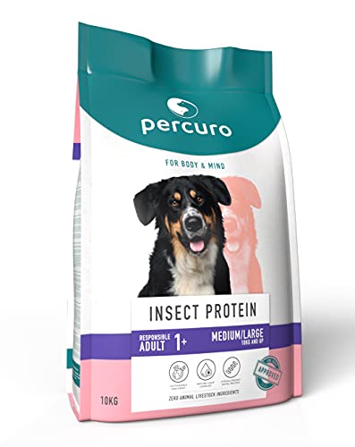 Percuro, hypoallergenes Trockenfutter für Erwachsene Hunde mittlerer und großer Rassen | nachhaltig | natürliche Präbiotika | 28% Protein | hergestellt aus köstlichen Fleischalternativen | 10 kg von Percuro