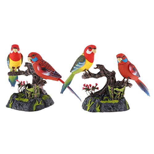 Perfeclan 2er Set Bewegungsmelder Vogel, Singende und Zwitschernder Vogel Figur Batterie Betrieben Spielzeug Tisch Deko von Perfeclan