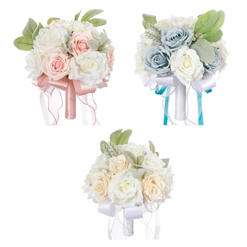 Perfeclan 3 Stücke Hochzeit Brautstrauß Künstliche Blumen für Geschenke von Perfeclan