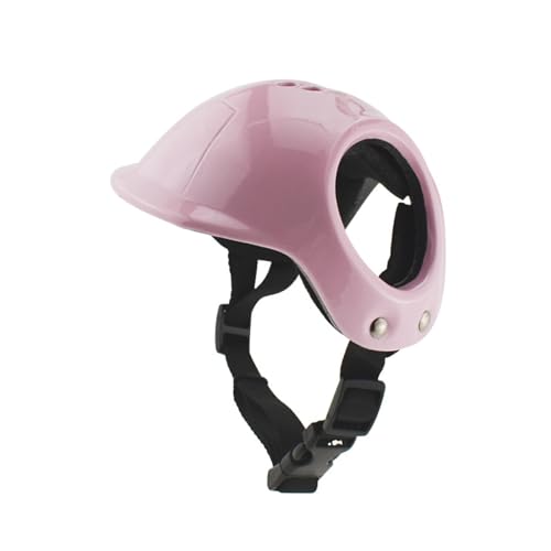 Perfeclan Haustierhelm, Haustier-Hunde-/Katzenhelm mit Ohrlöchern, bequemer, Verstellbarer Hunde-Schutzhelm, Hartkappe für Corgi, Yorkshire Terrier, Rosa von Perfeclan