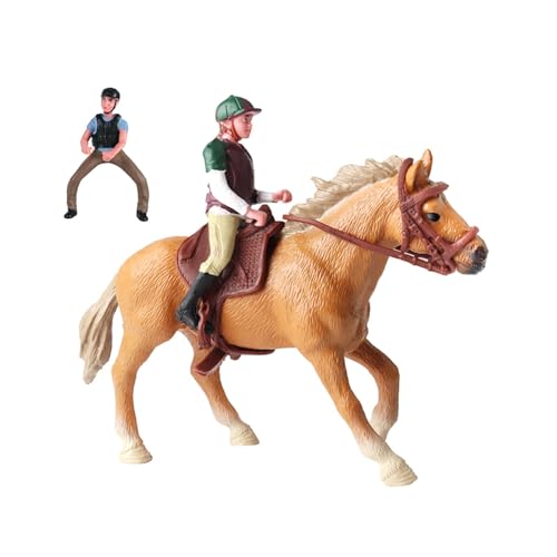 Perfeclan Pferde-Actionfigur, Wildtier-Statue mit Spielset, kleine Rollensammlung, Pferdemodell, Lernspielzeug für Kinder ab 3 Jahren, Geschenke, Gelb von Perfeclan