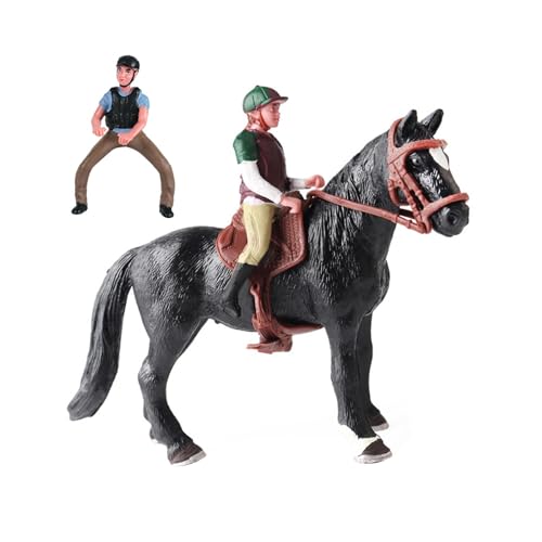 Perfeclan Pferde-Actionfigur, Wildtier-Statue mit Spielset, kleine Rollensammlung, Pferdemodell, Lernspielzeug für Kinder ab 3 Jahren, Geschenke, voll schwarz von Perfeclan