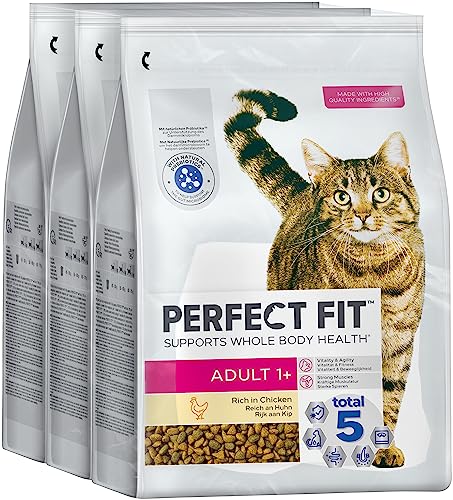 Perfect Fit Adult 1+ Katzentrockenfutter reich an Huhn, 3 Beutel, 3x2,8kg – Premium Katzenfutter trocken für erwachsene Katzen ab 1 Jahr, zur Unterstützung der Vitalität von Perfect Fit