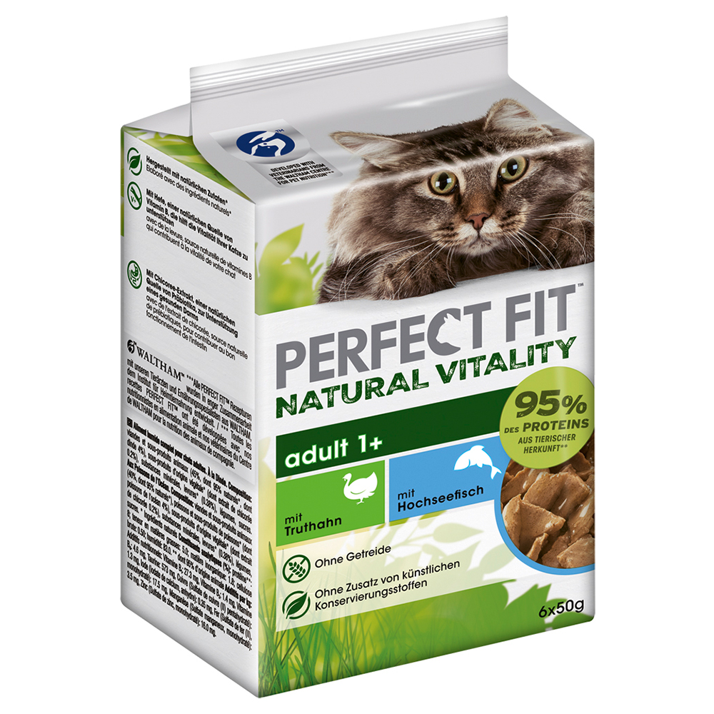 10 + 2 gratis! 12 x 85 g Perfect Fit Natural Vitality Adult 1+ - Hochseefisch & Truthahn von Perfect Fit