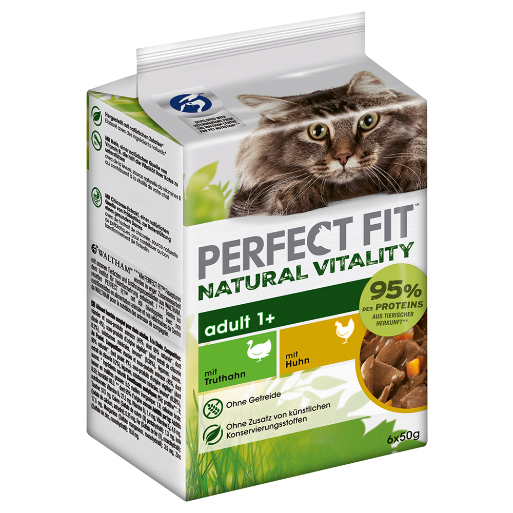 10 + 2 gratis! 12 x 85 g Perfect Fit Natural Vitality Adult 1+ - Huhn & Truthahn von Perfect Fit