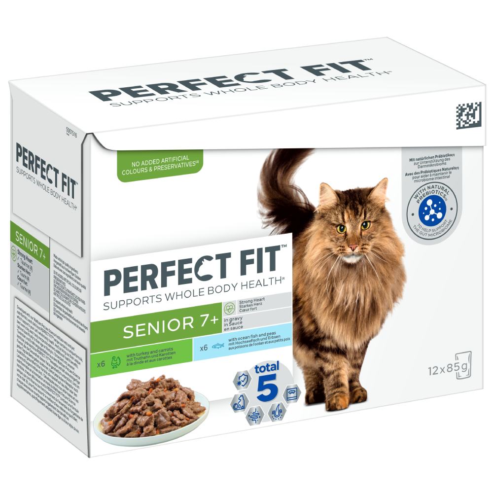 40 + 8 gratis! 48 x 85 g Perfect Fit - Senior: Truthahn & Hochseefisch von Perfect Fit