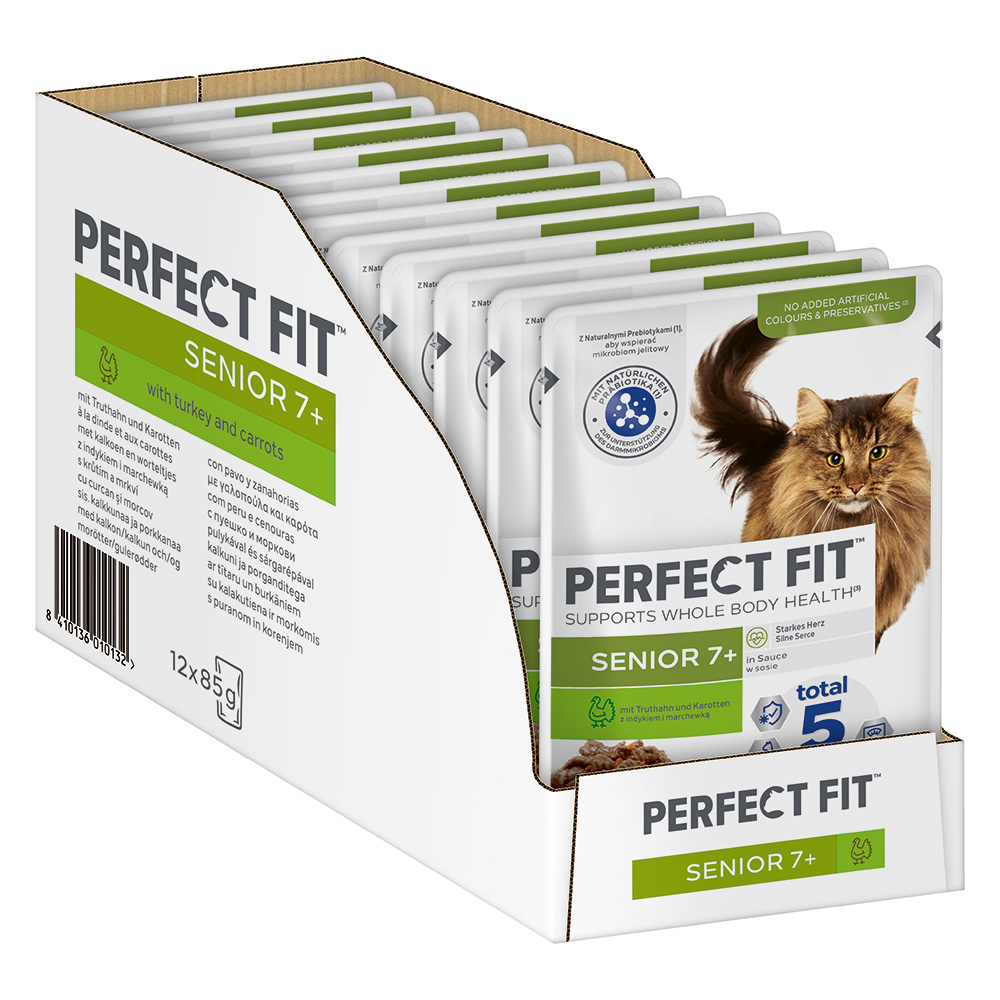 40 + 8 gratis! 48 x 85 g Perfect Fit - Senior: Truthahn & Karotten von Perfect Fit