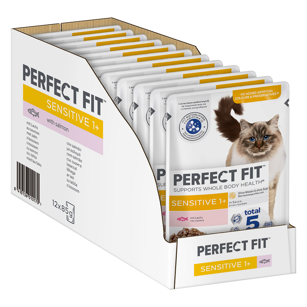 40 + 8 gratis! 48 x 85 g Perfect Fit - Sensitive 1+: Lachs von Perfect Fit